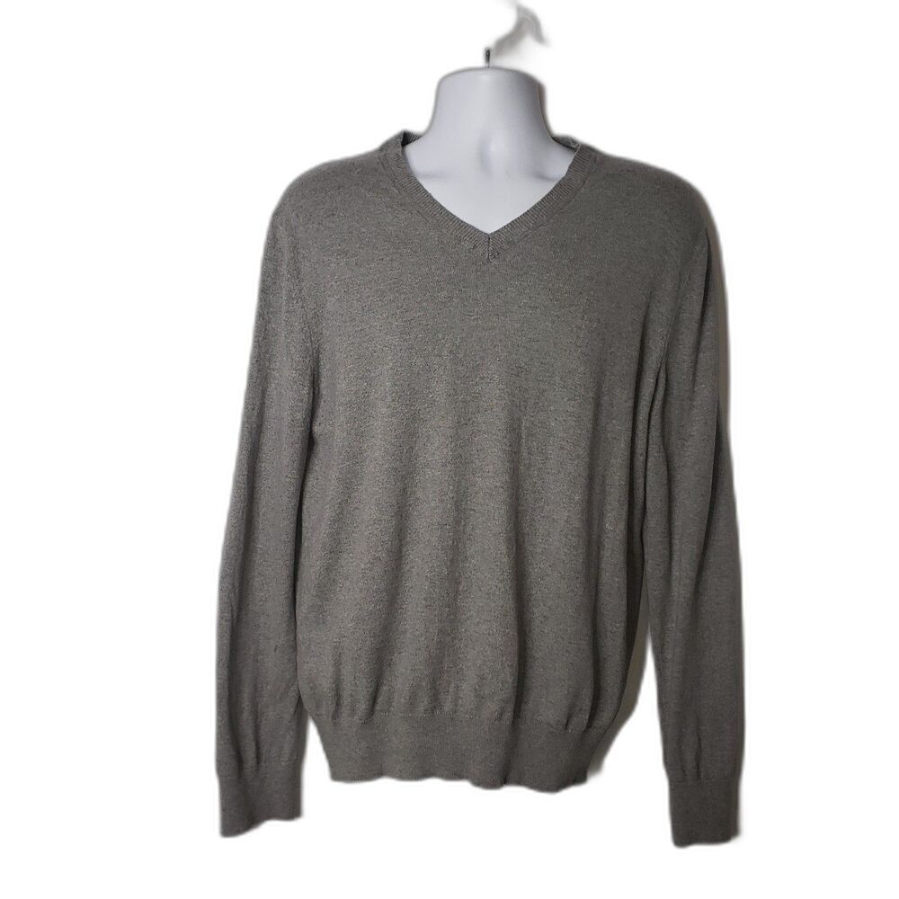 Banana Republic Grey V Neck Cashmere Blend Sweater Mens Size Large